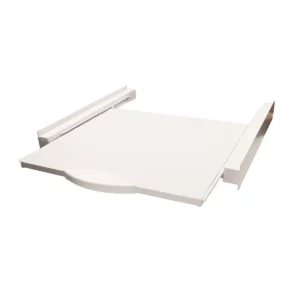 Photo du Kit superposition avec tiroir pour Lave linge et Seche linge de la marque Home Equipement. Le plateau est ouvert