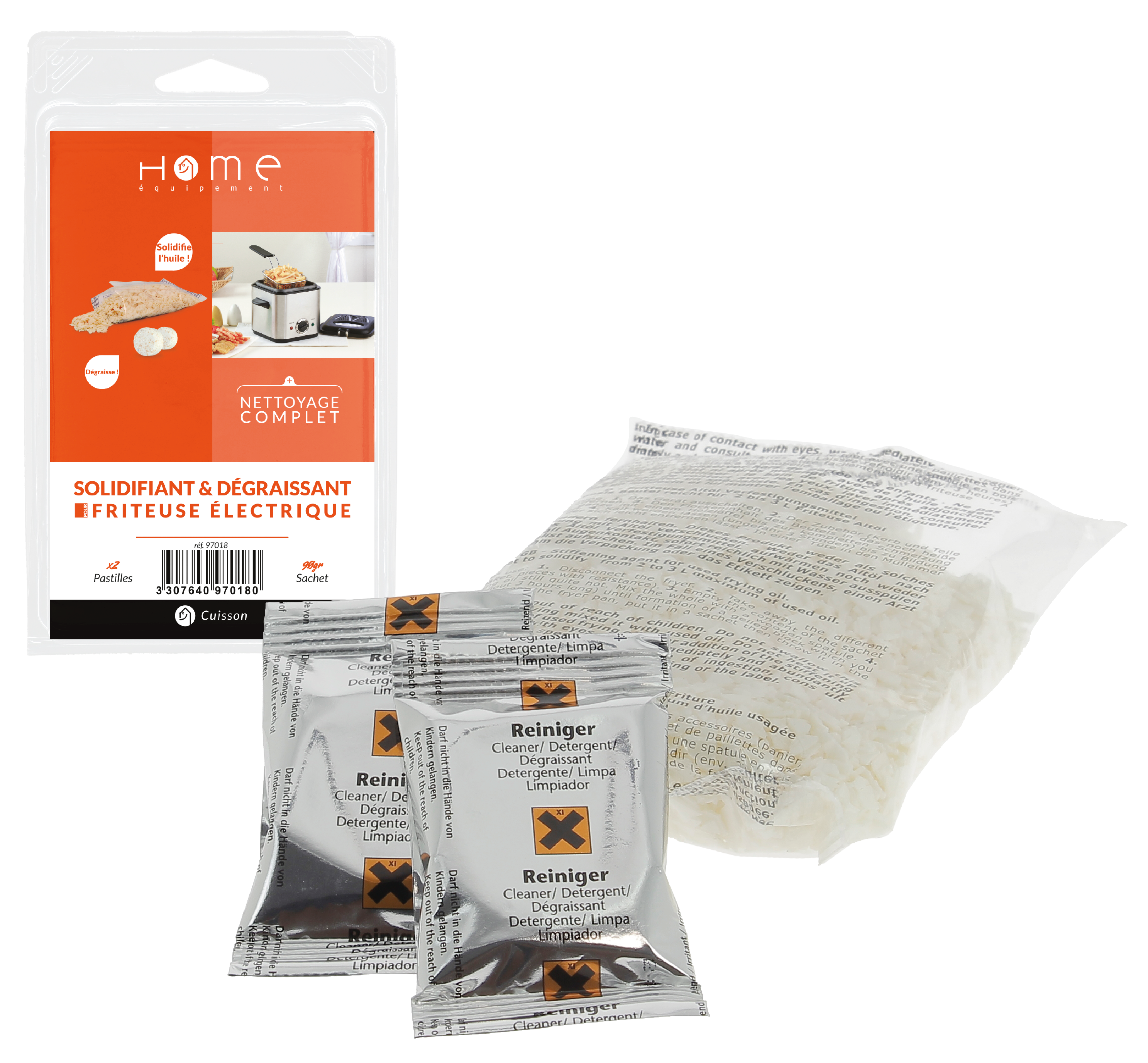 HOME EQUIPEMENT KitNettoyrant Friteuse, Solidifiant x2 et