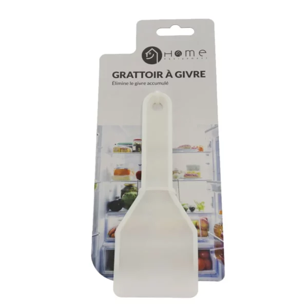 Cette photo nous montre le grattoir à givre de la marque Home Equipement, de référence 50911. La photo nous montre le produit avec son packaging