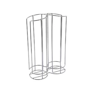Sur cette photo, nous voyons une vue d'ensemble en 3/4 de la tour de rangement pour dosettes de la marque Home Equipement. La tour est vide