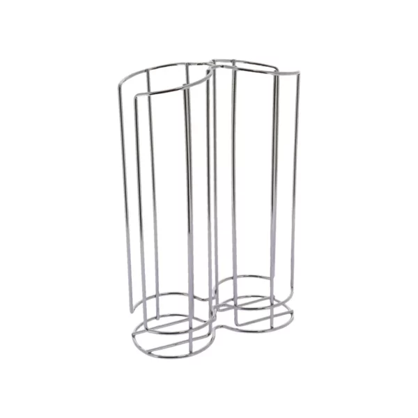 Sur cette photo, nous voyons une vue d'ensemble en 3/4 de la tour de rangement pour dosettes de la marque Home Equipement. La tour est vide
