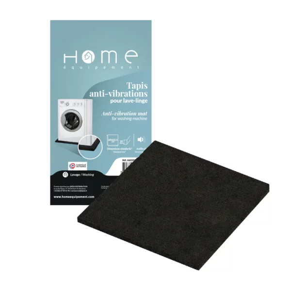Cette photo nous montre le tapis anti-vibrations pour lave-linge dans son ensemble avec son packaging
