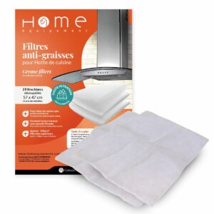 Packshot du filtre anti-graisse pour hotte (blanc) 200G/M², par deux, de la marque Home Equipement.