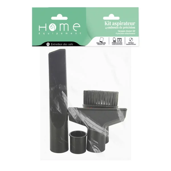 Kit suceurs diametre 32-35mm pour aspirateur, de la marque Home Equipement, de référence A180008 dans son packaging : sachet et cavalier