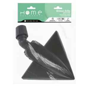Photo de la brosse delta universelle pour aspirateur, multidiamètre Home Equipement de référence A50222, dans son packaging : sachet et cavalier Home Equipement