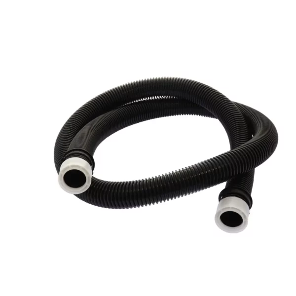 Cette photo nous montre le flexible universel pour aspirateur Home Equipement dans son ensemble, enroulé sur lui-même et vu de 3/4 face