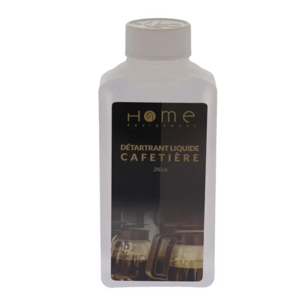 Cette photo nous montre le détartrant liquide de la marque Home Equipement de 250ml pour Cafetière, de référence A95145. Le produit est de face.