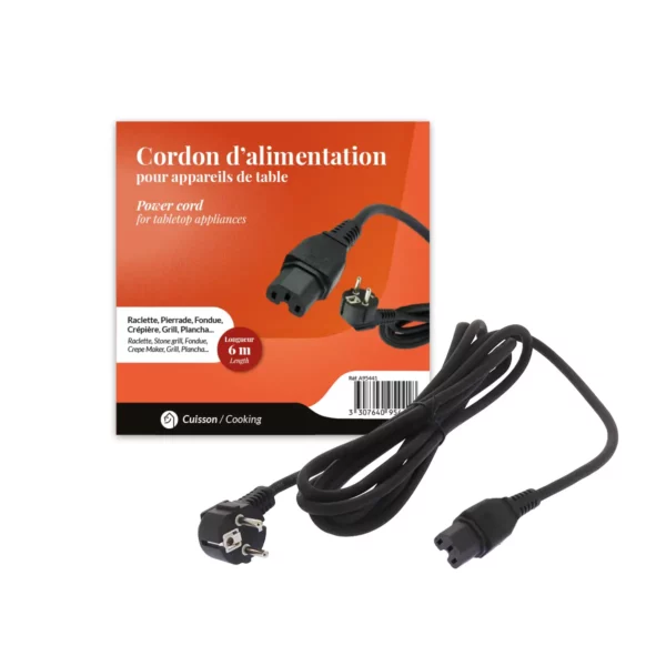La photo présente le câble d'alimentation H05RRF 3×075 Home Equipement avec son packaging en arrière-plan