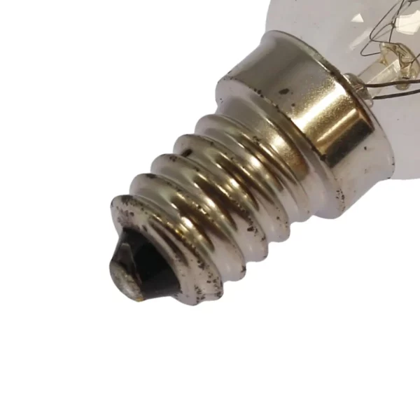 Cette photo montre de manière agrandie la douille de l'ampoule E14 T25 de 15W de la marque Home Equipement pour four - Référence A95148/1