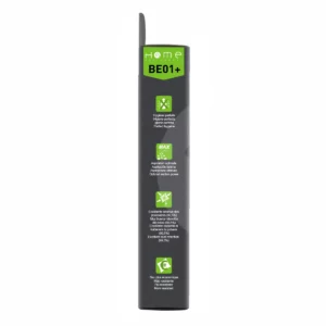 Lot de sacs aspirateur HEUN100+ avec système de filtration multicouche et fermeture hygiénique pour éviter le rejet de poussière. La photo montre le côté gauche de la boîte.