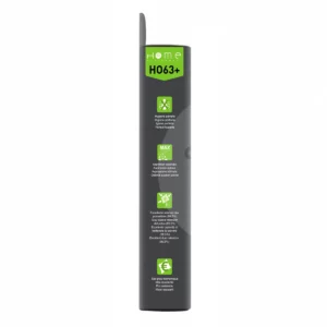 Lot de sacs aspirateur HEHO63+ avec système de filtration multicouche et fermeture hygiénique pour éviter le rejet de poussière. La photo montre le côté gauche de la boîte.