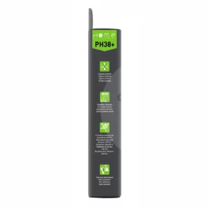 Lot de sacs aspirateur HEPH38+ avec système de filtration multicouche et fermeture hygiénique pour éviter le rejet de poussière. La photo montre le côté gauche de la boîte.