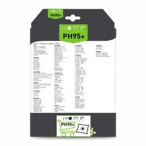 Lot de sacs aspirateur HEPH95+ avec système de filtration multicouche et fermeture hygiénique pour éviter le rejet de poussière. La photo montre le verso avec les instructions