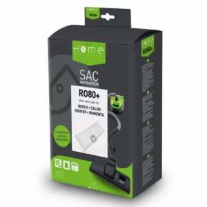 Lot de sacs aspirateur HERO80+ avec système de filtration multicouche et fermeture hygiénique pour éviter le rejet de poussière.