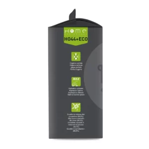 Lot de sacs aspirateur HEHO44+ ECO avec système de filtration multicouche et fermeture hygiénique pour éviter le rejet de poussière. La photo montre le côté gauche de la boîte.