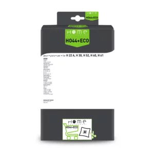 Lot de sacs aspirateur HEHO44+ ECO avec système de filtration multicouche et fermeture hygiénique pour éviter le rejet de poussière. La photo montre le verso.