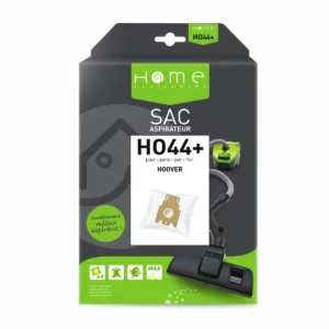 Lot de sacs aspirateur HEHO44+ avec système de filtration multicouche et fermeture hygiénique pour éviter le rejet de poussière. La photo montre le recto de la boîte.
