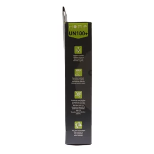 Lot de sacs aspirateur HEUN100+ avec système de filtration multicouche et fermeture hygiénique pour éviter le rejet de poussière. La photo montre le côté gauche de la boîte.